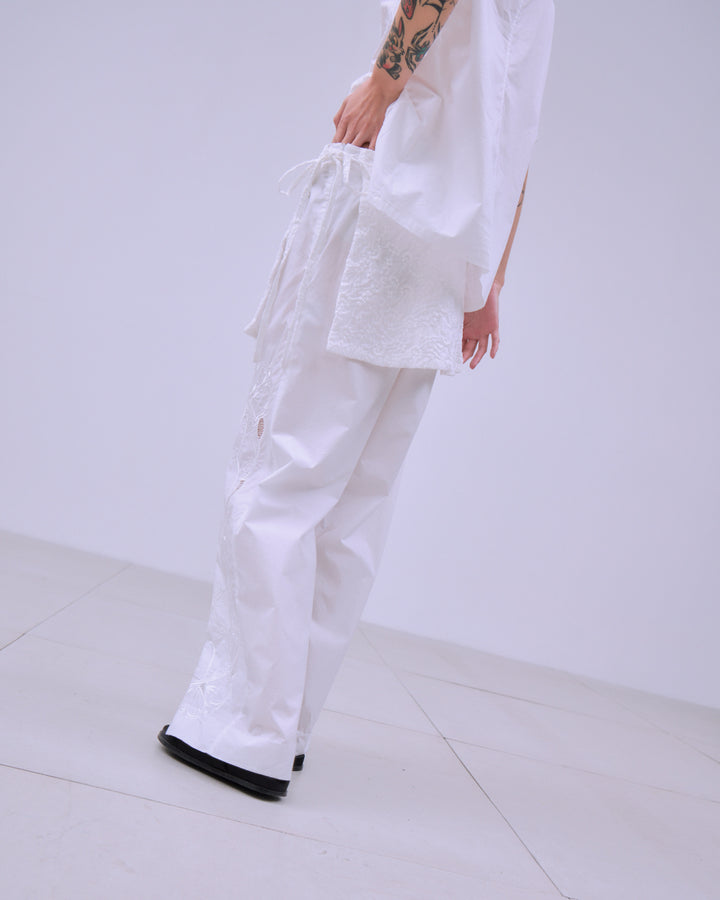 CHAOS EMBROIDERY LAYERED PANTS