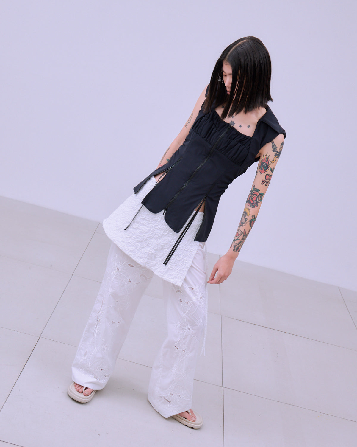 CHAOS EMBROIDERY LAYERED PANTS | SENSE 17_ | STORE | THINGS THAT