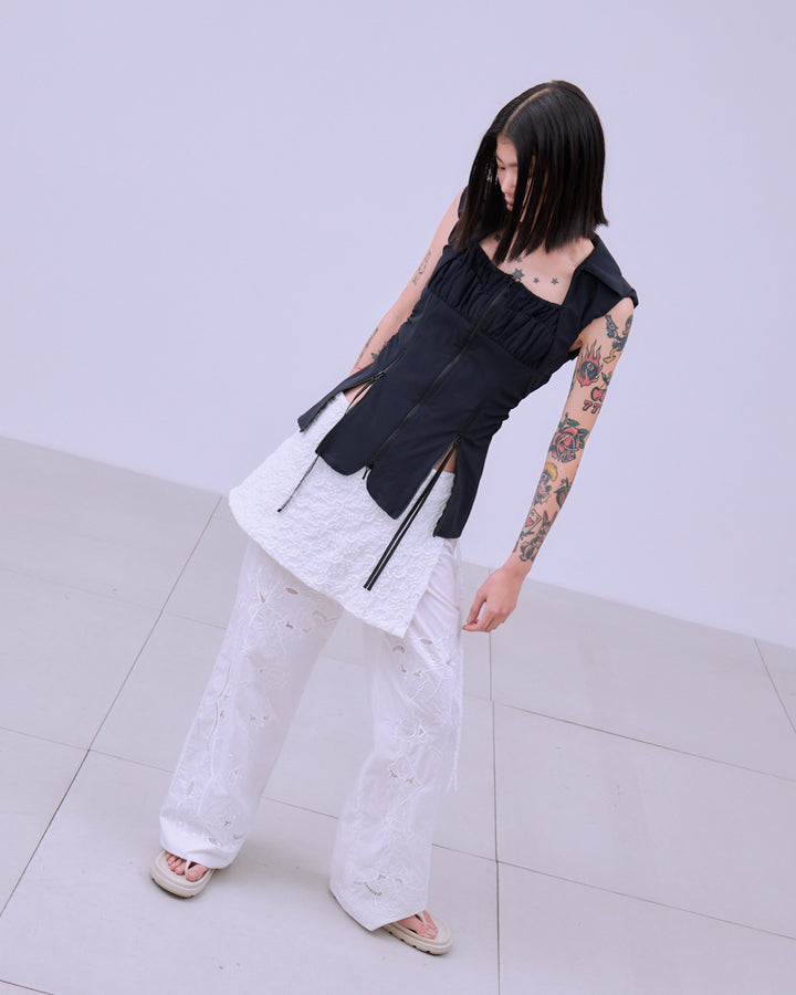 CHAOS EMBROIDERY LAYERED PANTS