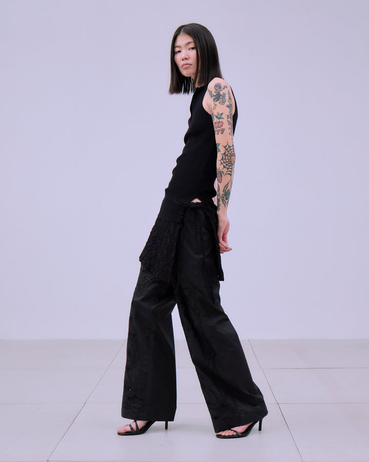 CHAOS EMBROIDERY LAYERED PANTS