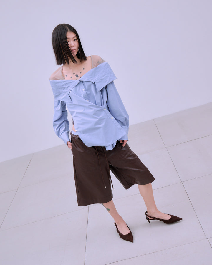 FAUX LEATHER BERMUDA PANTS