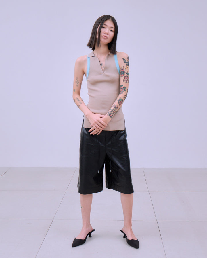 FAUX LEATHER BERMUDA PANTS
