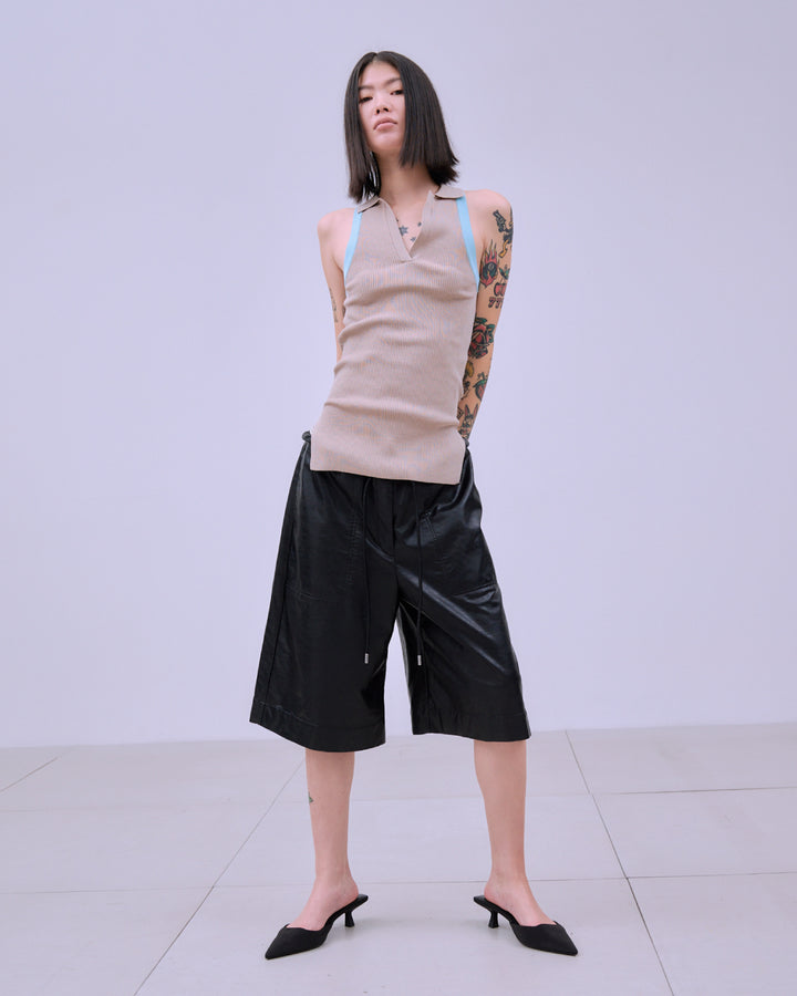 FAUX LEATHER BERMUDA PANTS