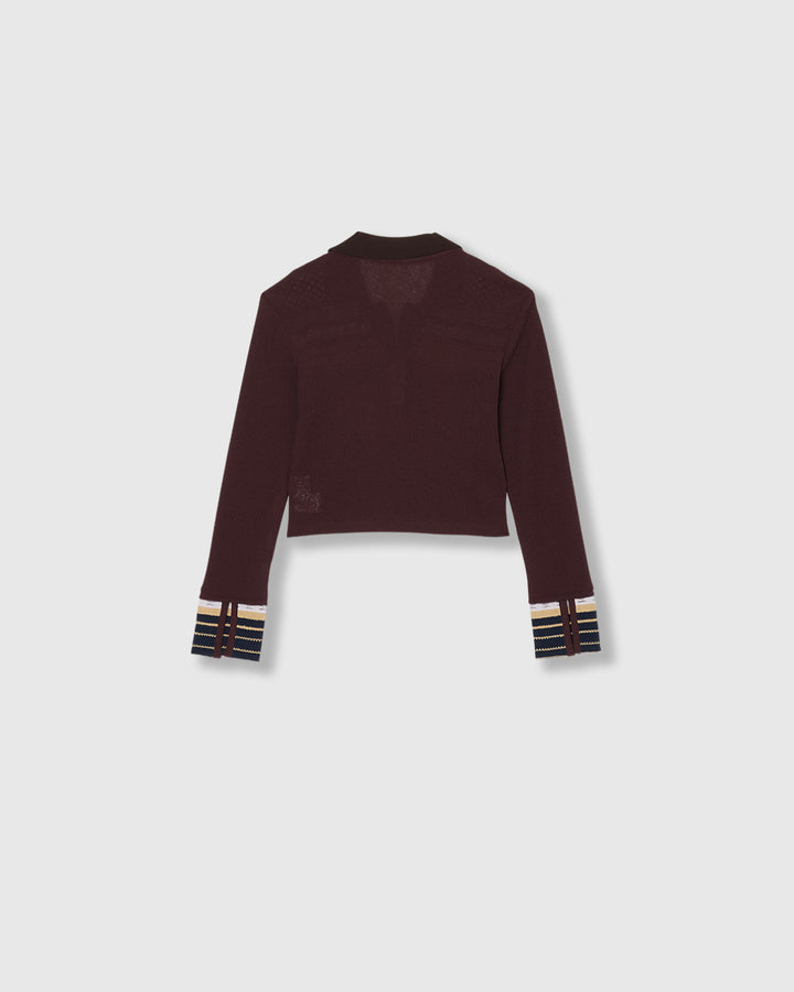 TORCHON LACE SWITCHING WAFFLE POLO