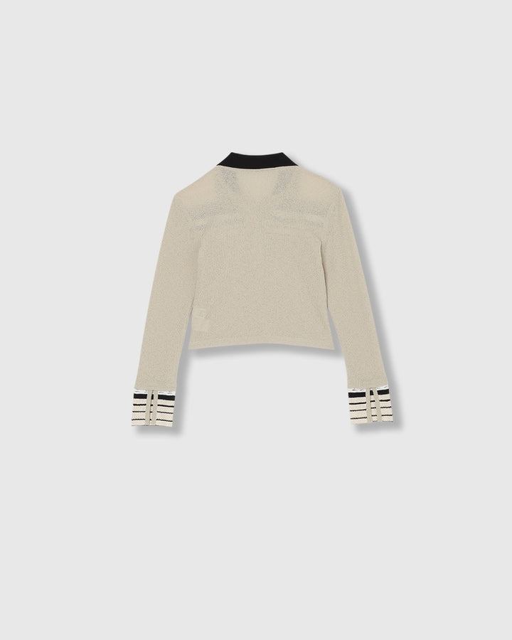 TORCHON LACE SWITCHING WAFFLE POLO