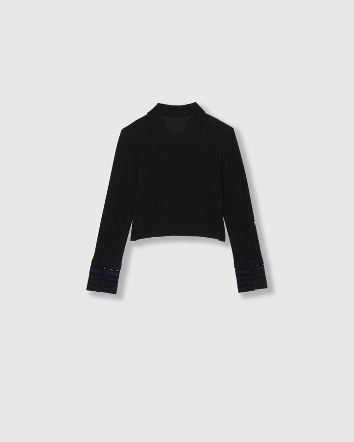 TORCHON LACE SWITCHING WAFFLE POLO