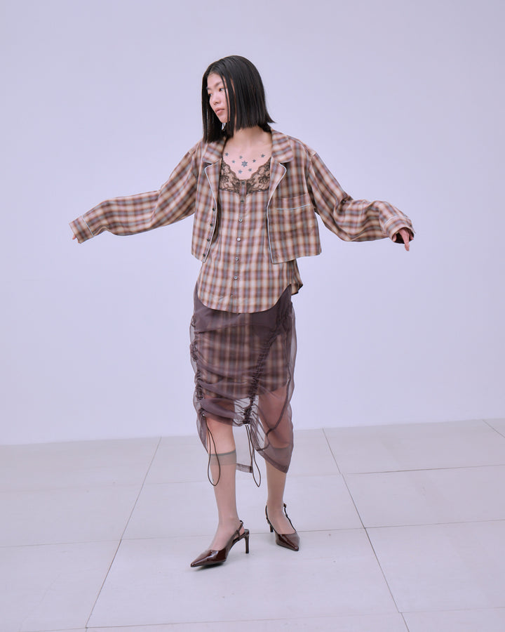 CHECK SHEER LAYERED SKIRT