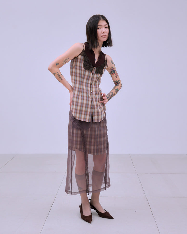 CHECK SHEER LAYERED SKIRT