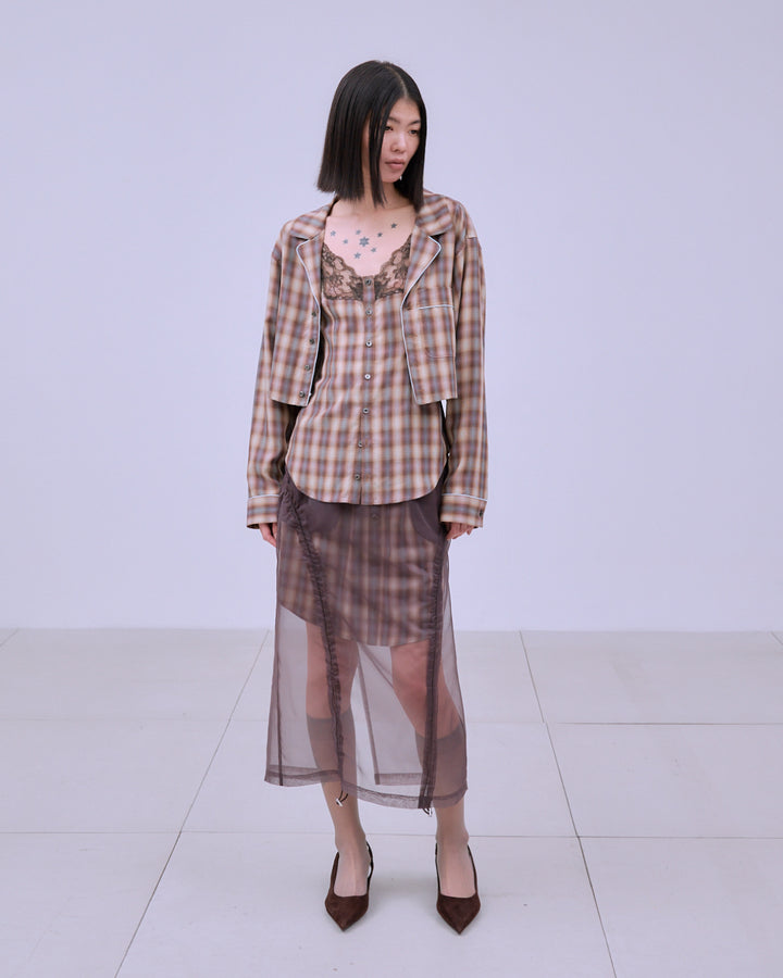 CHECK SHEER LAYERED SKIRT