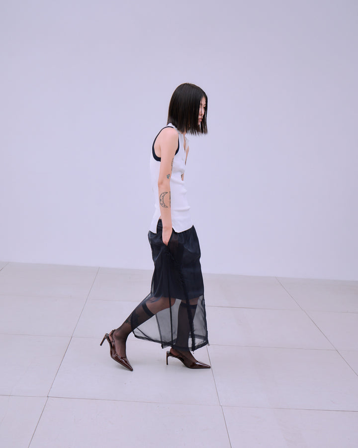 STRIPE SHEER LAYERED SKIRT