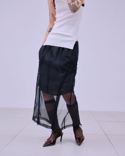 STRIPE SHEER LAYERED SKIRT