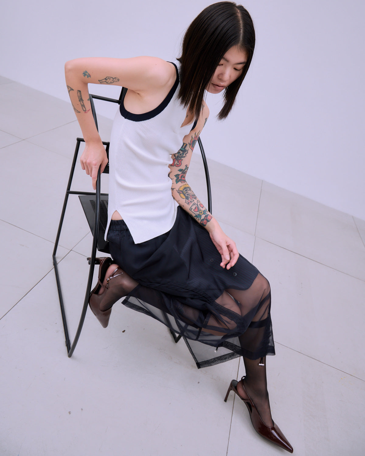 STRIPE SHEER LAYERED SKIRT | SENSE 17_ | STORE | THINGS THAT