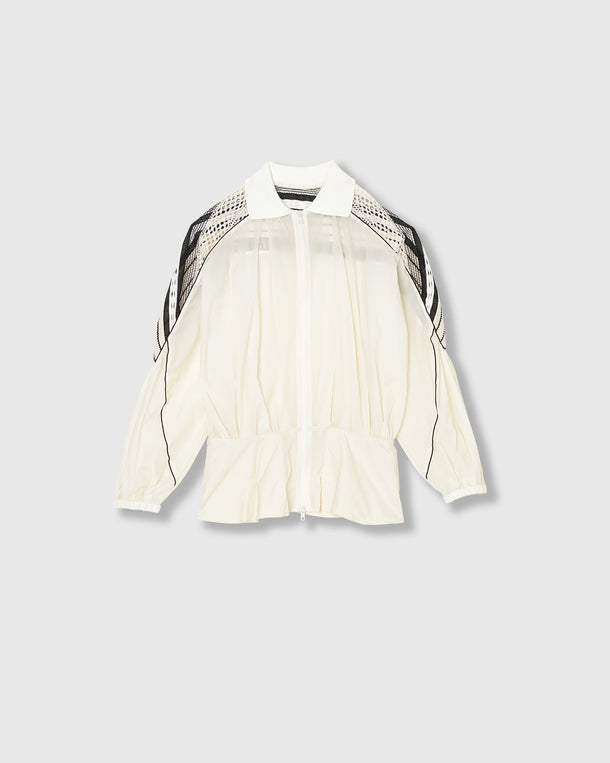 TORCHON LACE SWITCHING ZIP-UP BLOUSON