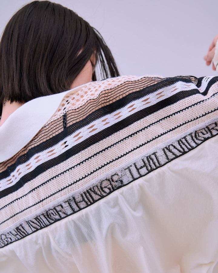 TORCHON LACE SWITCHING ZIP-UP BLOUSON