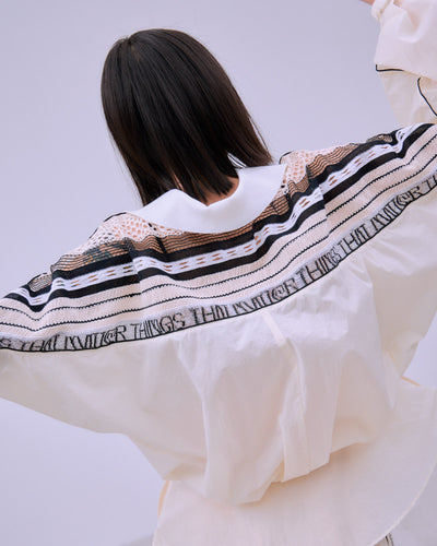 TORCHON LACE SWITCHING ZIP-UP BLOUSON