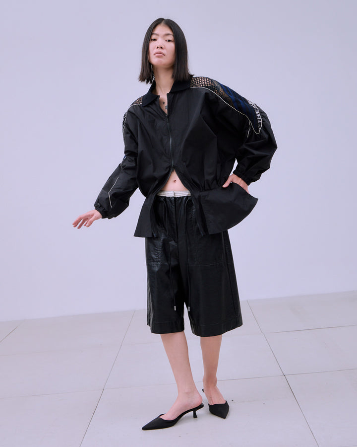 TORCHON LACE SWITCHING ZIP-UP BLOUSON