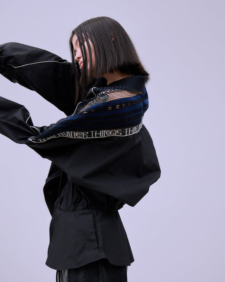 TORCHON LACE SWITCHING ZIP-UP BLOUSON