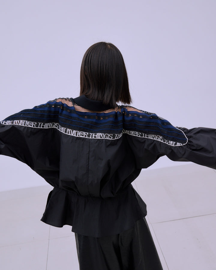 TORCHON LACE SWITCHING ZIP-UP BLOUSON