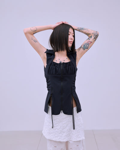 FRONT ZIP BODY-LINE SLEEVELESS TOPS