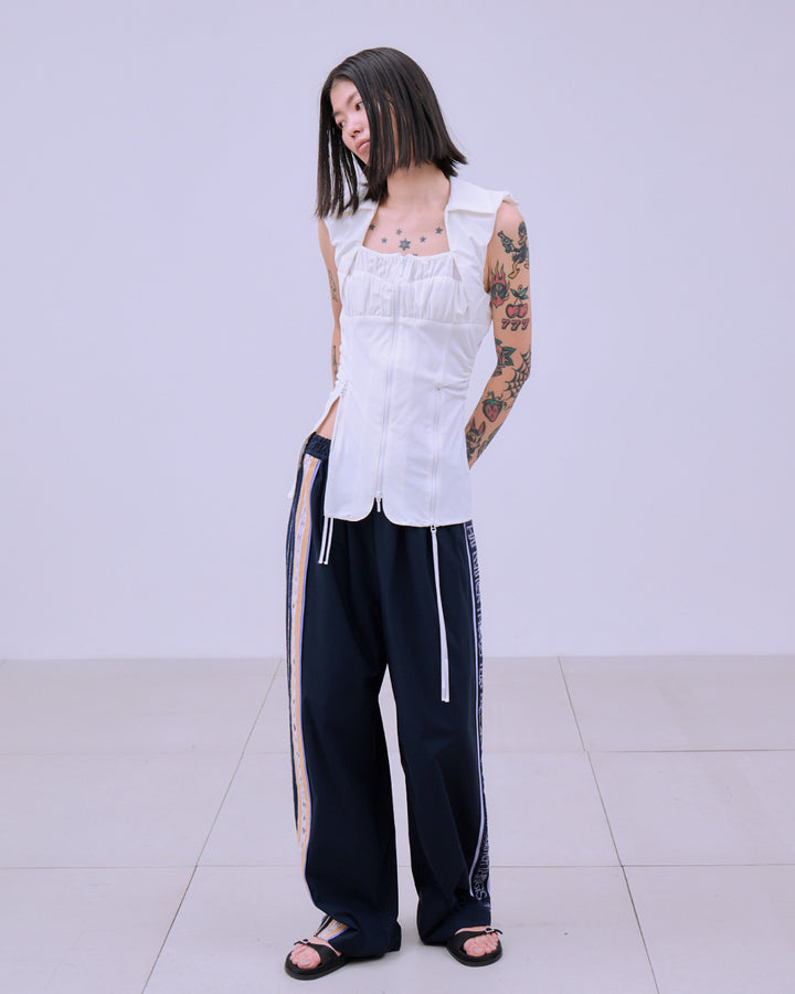 FRONT ZIP BODY-LINE SLEEVELESS TOPS