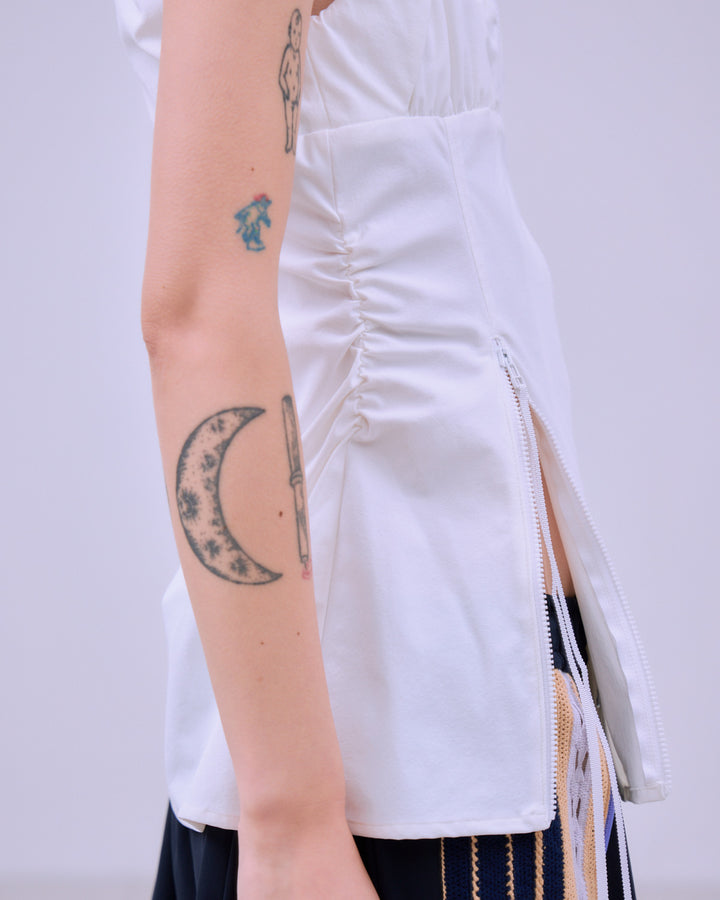 FRONT ZIP BODY-LINE SLEEVELESS TOPS