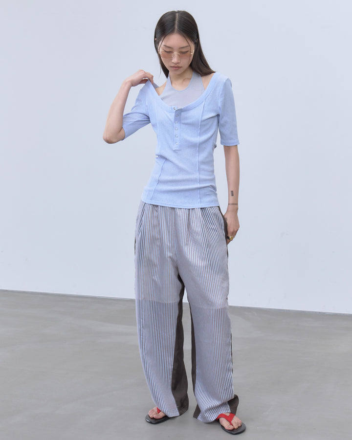 SHEER STRIPE EASY PANTS