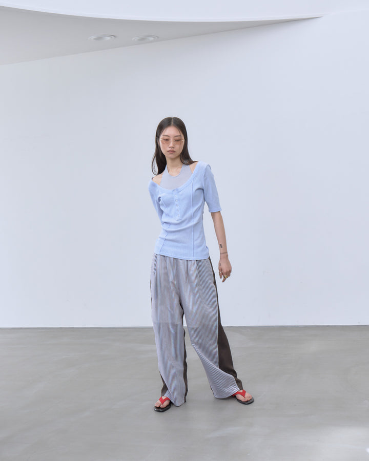 SHEER STRIPE EASY PANTS
