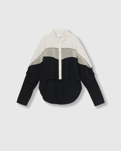 MESH BLOCKING STRETCH SHIRT