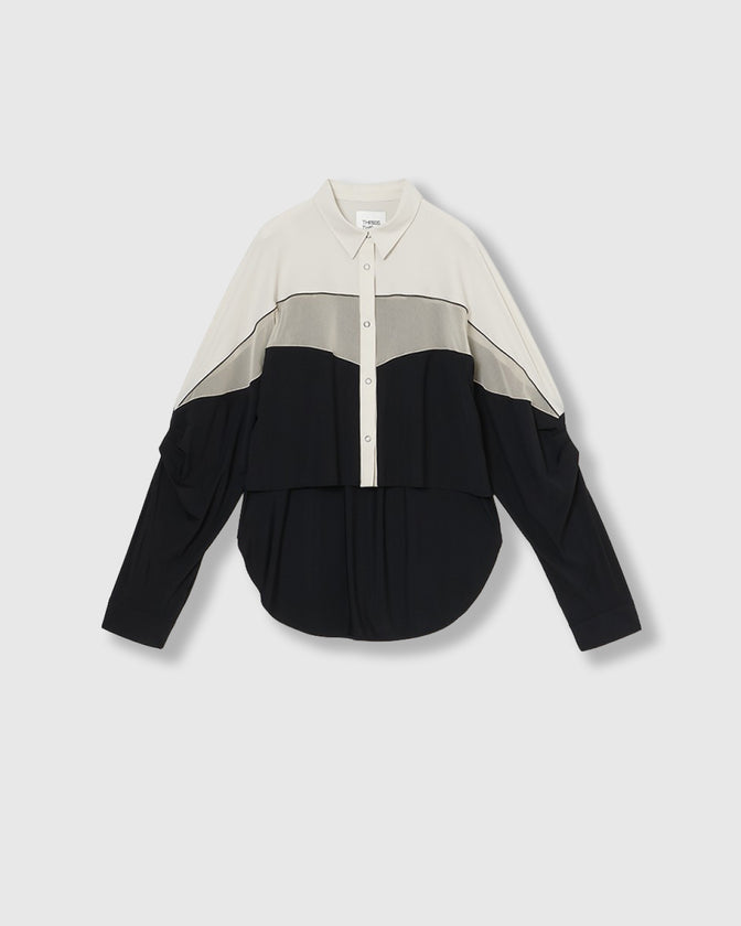 MESH BLOCKING STRETCH SHIRT