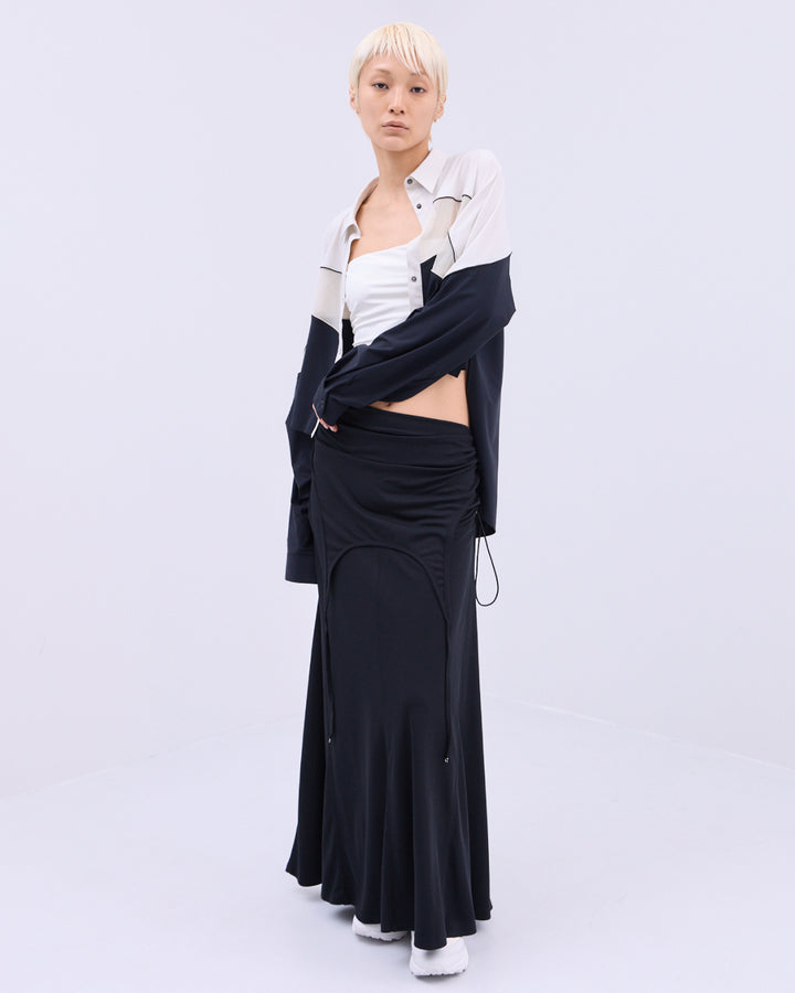 MESH BLOCKING STRETCH SHIRT