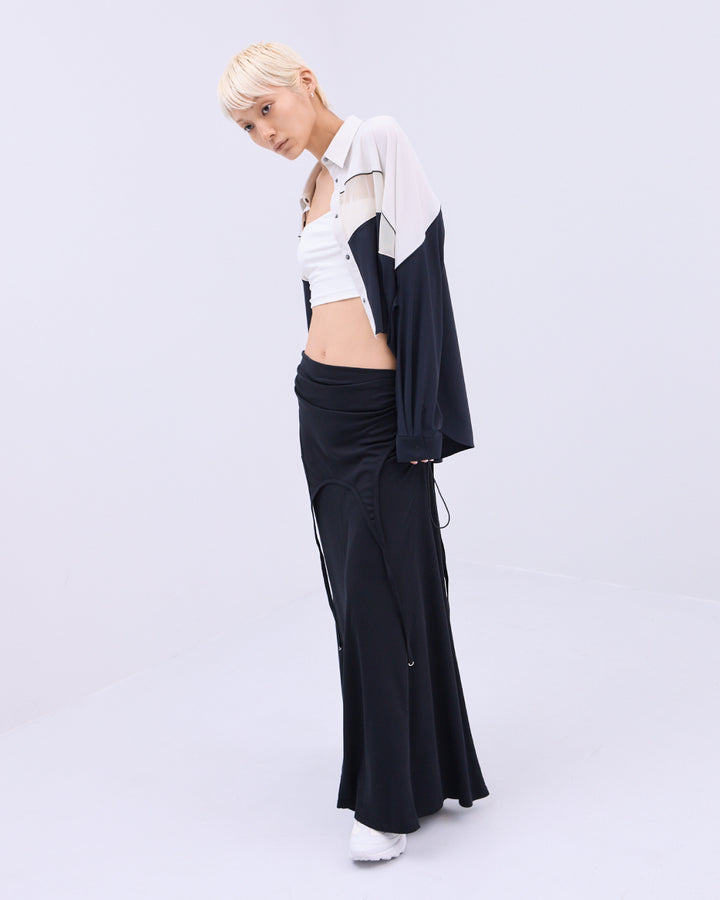 MESH BLOCKING STRETCH SHIRT