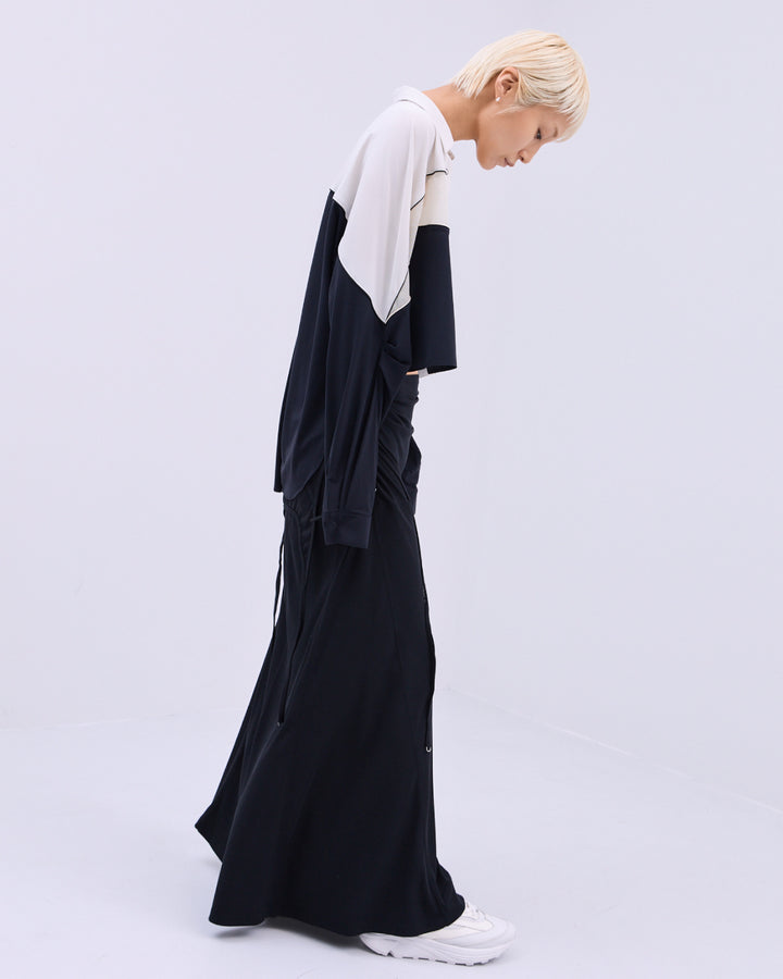 MESH BLOCKING STRETCH SHIRT