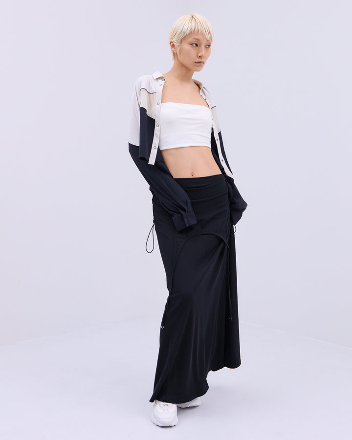 MESH BLOCKING STRETCH SHIRT
