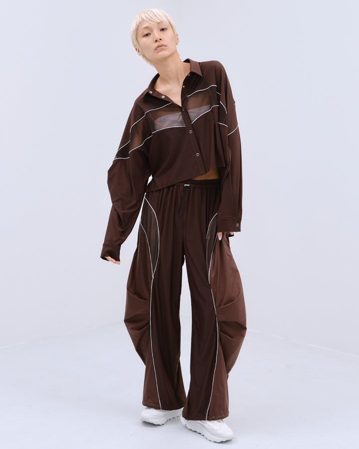 MESH BLOCKING STRETCH SHIRT