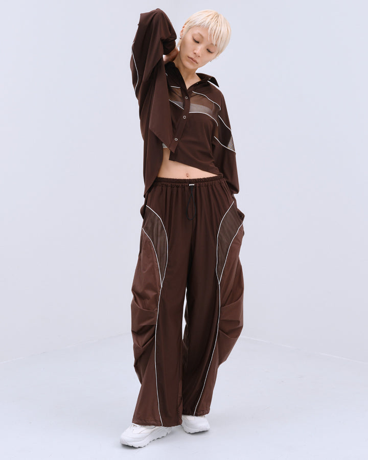 MESH BLOCKING STRETCH SHIRT