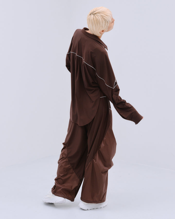 MESH BLOCKING STRETCH SHIRT