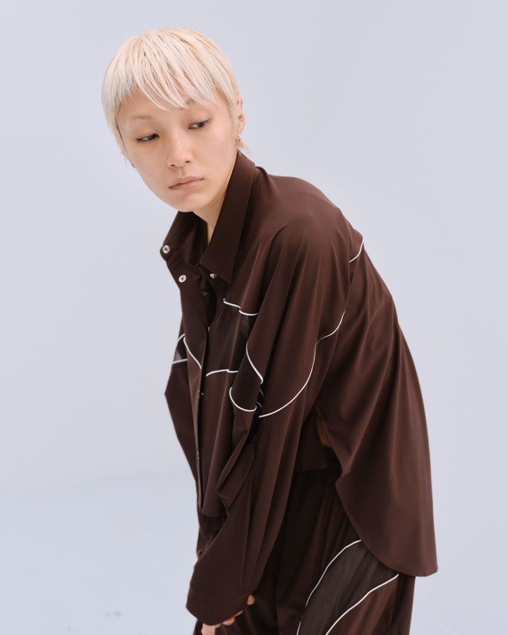 MESH BLOCKING STRETCH SHIRT