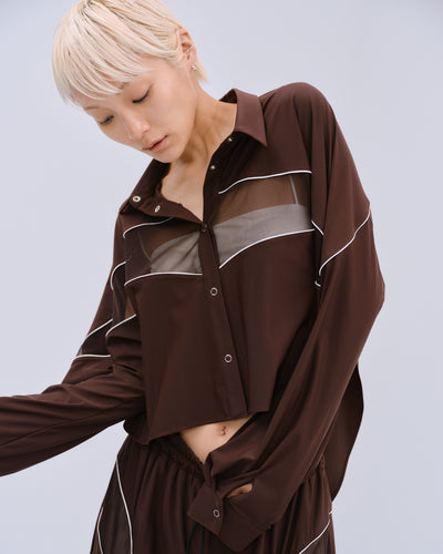 MESH BLOCKING STRETCH SHIRT