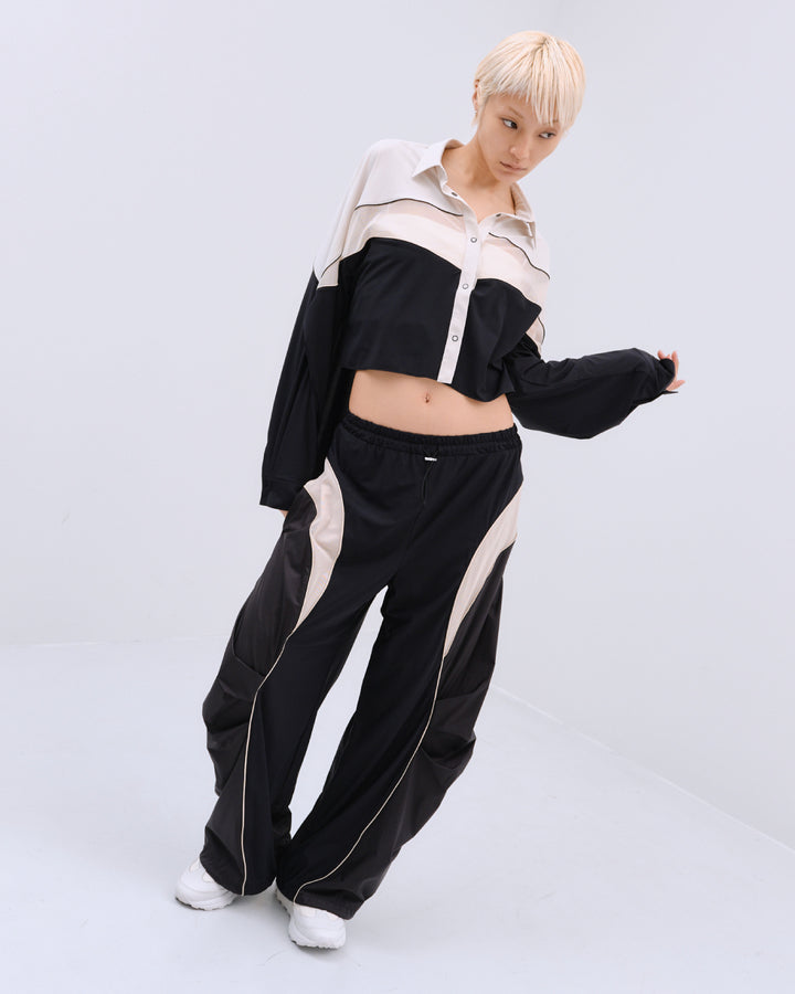 MESH BLOCKING STRETCH SHIRT