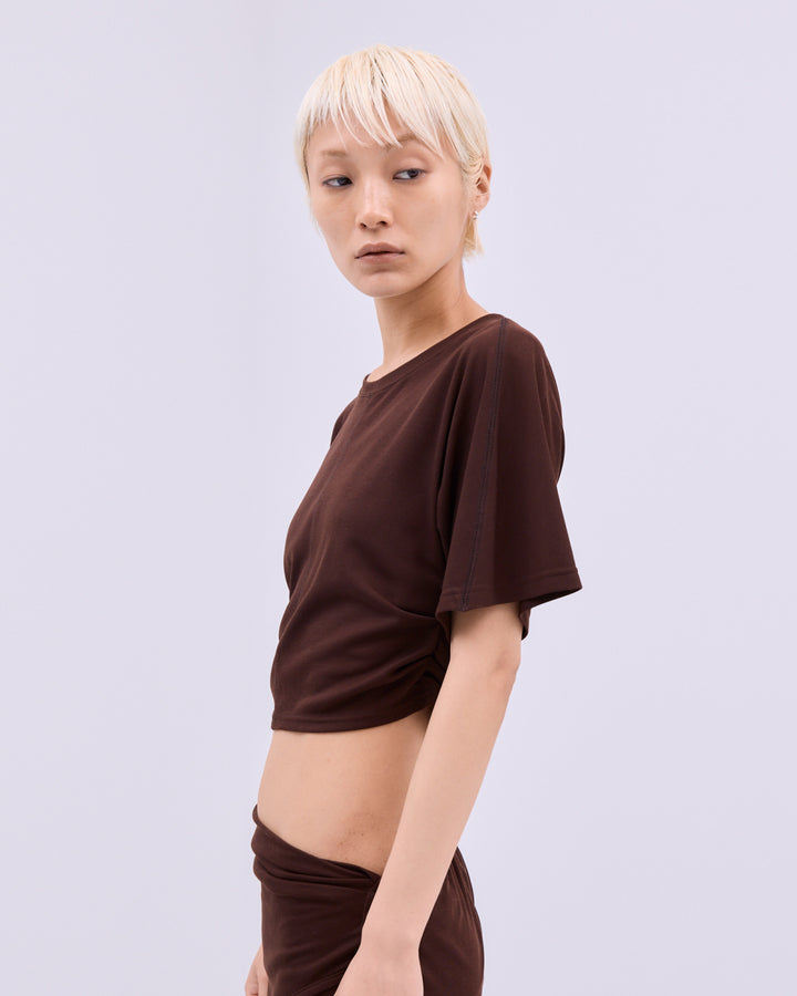 SIDE GATHERED CROPPED TEE