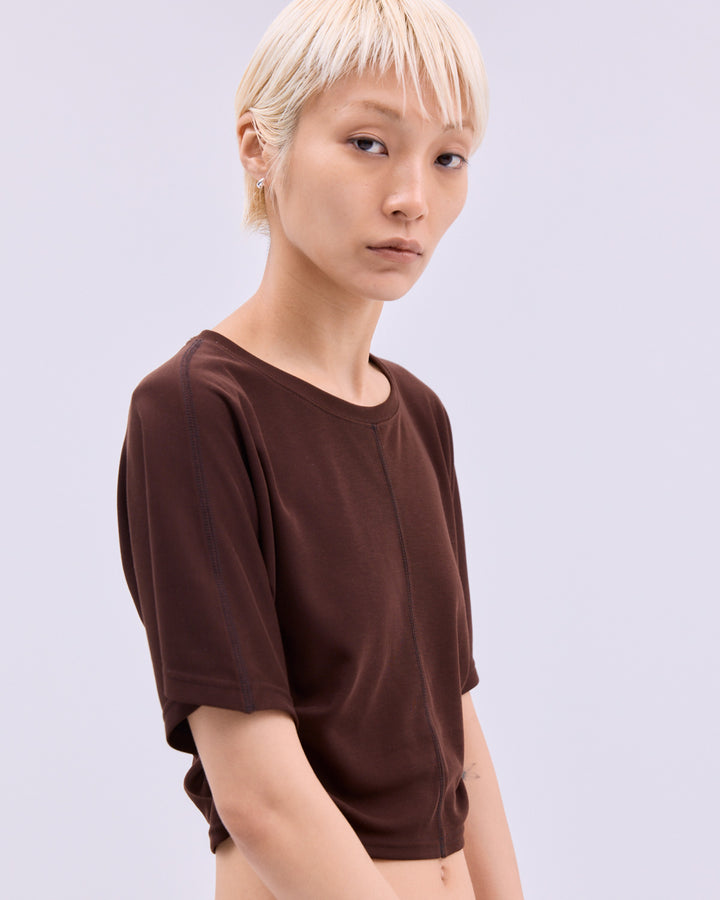 SIDE GATHERED CROPPED TEE