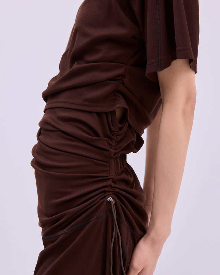 SIDE GATHERED CROPPED TEE