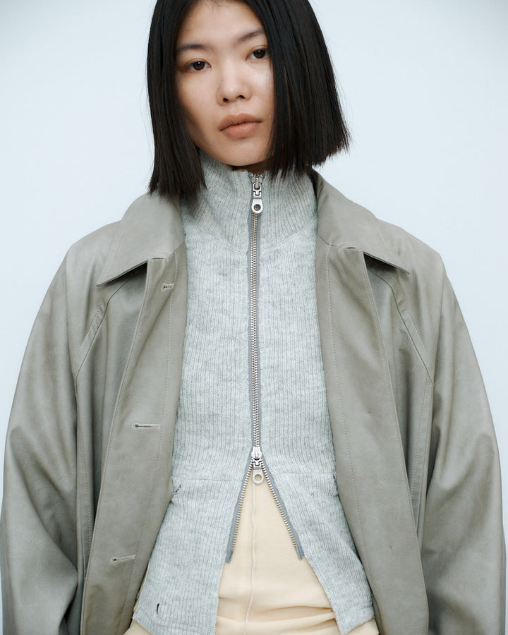 VINTAGE ARTIFICIAL LEATHER LONG COAT