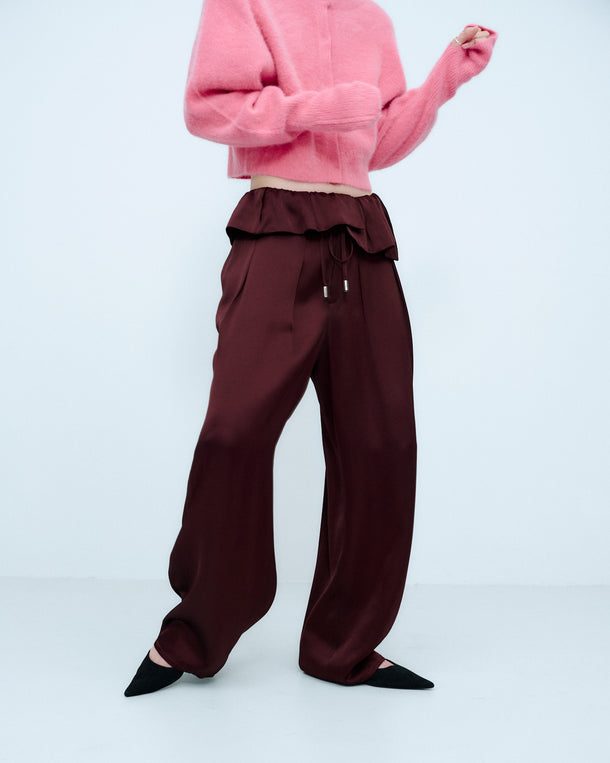 PEPLUM SATIN EASY PANTS