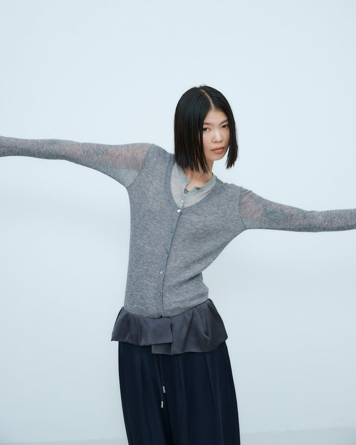 SPARKLE SHEER KNIT CARDIGAN