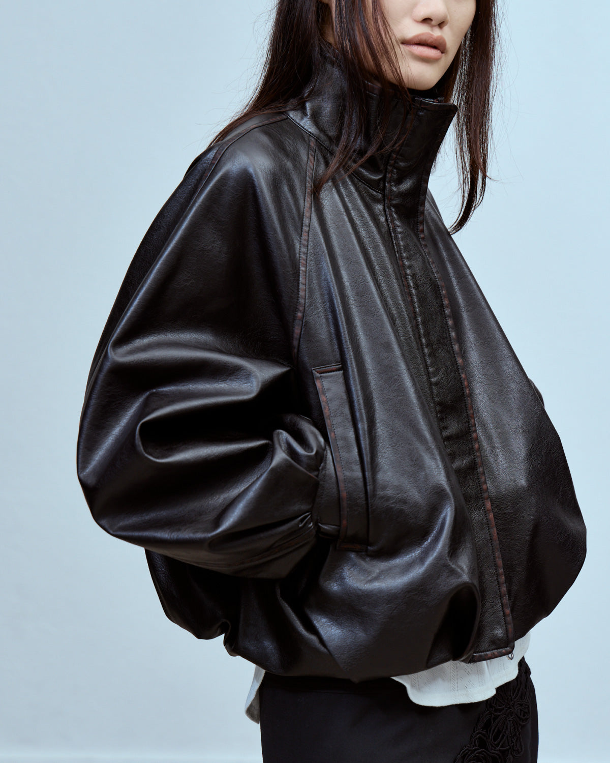 idealuce BALLOON BLOUSON ブラック FAUX LEATHER BALLOON BLOUSON | COMING SOON | STORE | THINGS THAT