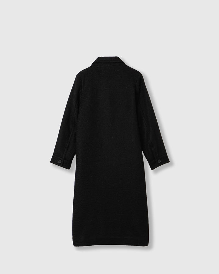 DOUBLE CHEST POCKET SHAGGY LONG COAT
