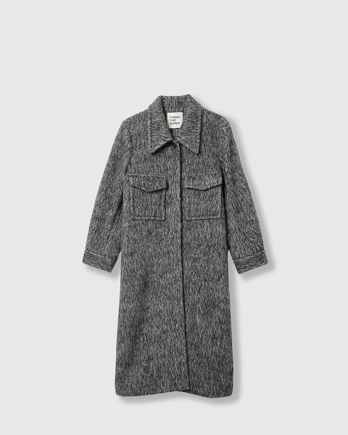 DOUBLE CHEST POCKET SHAGGY LONG COAT | | STORE | THINGS THAT