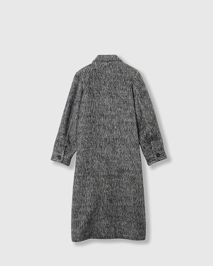 DOUBLE CHEST POCKET SHAGGY LONG COAT