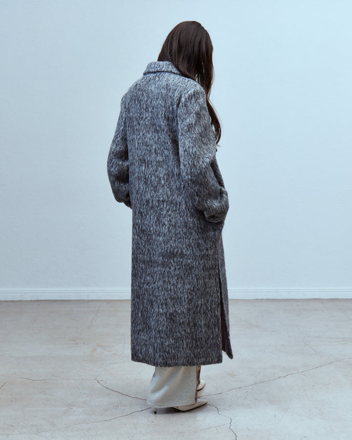 DOUBLE CHEST POCKET SHAGGY LONG COAT